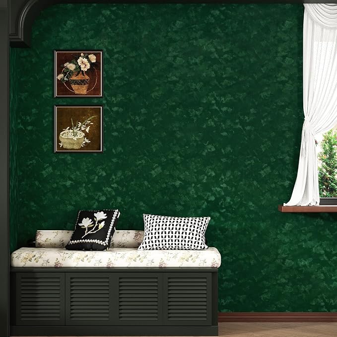 Wallercity Emerald Green Velvet Peel and Stick Wallpaper 15.8''x78.7'' Soft - Image 6