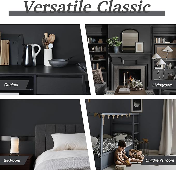 Dimoon 17.7''x118'' Peel and Stick Wallpaper Dark Grey Contact Paper - Image 4