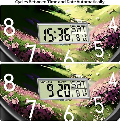 14'' Silent Non-Ticking Rustic Mountain Wildflowers Wall Clock, Battery - Image 3