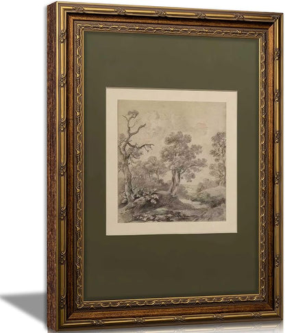 Vintage Gold Framed Wall Art Tree Forest Landscape Painting Canvas Prints Green by DQUCWDKVintagegoldframedwallart