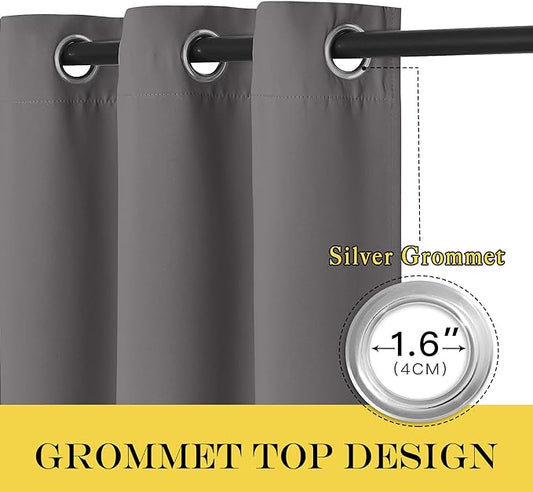 NICETOWN Grey Blackout Curtain 54 inches Long, Grommet Room Darkening Thermal - Image 2