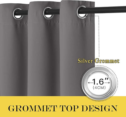 NICETOWN Grey Blackout Curtain Extra Wide 72 inches Long, Grommet Room - Image 2