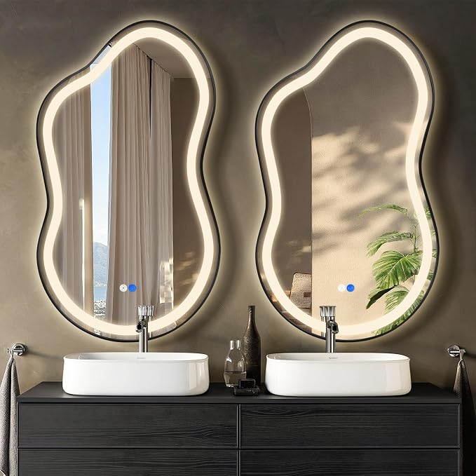 Dorlicecass Irregular Led Bathroom Mirror- Black 24"x36" Single Piece Vanity by Dorlicecass