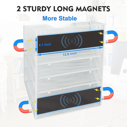 EASEPRES Magnetic 5 Pocket Mesh Hanging File Organizer, Wall Mounted Mail Paper - Image 2