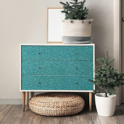 CRE8TIVE 8"x354" Teal Blue Glitter Wallpaper Stick and Peel Wall Border Fabric - Image 2