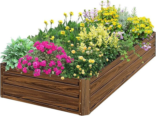 SnugNiture Galvanized Raised Garden Bed 6x3x1FT Outdoor Large Metal Planter Box Steel Kit for Planting Vegetables, Flowers