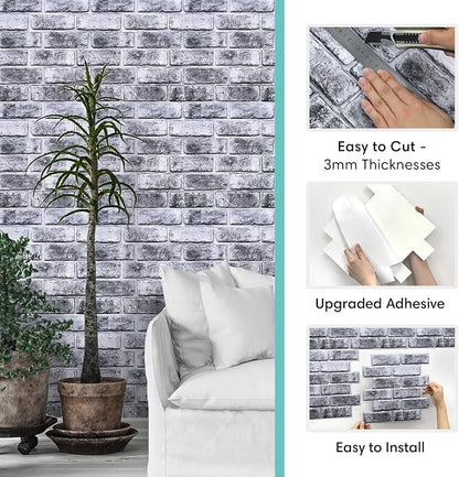 Commomy 3D Faux Brick Wall Panels Peel and Stick - Image 5