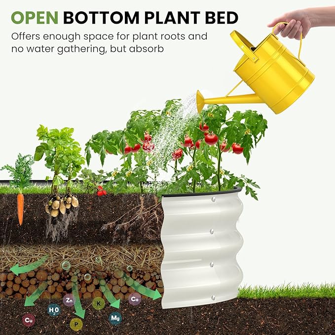 Oval 8x4x1 FT Galvanized Raised Garden Bed Kit, 3 in 1 Large Metal Garden Bed Raised Planter Box, 12” Raised Beds for Gardening Vegetables Flower Herb(Pearl White)