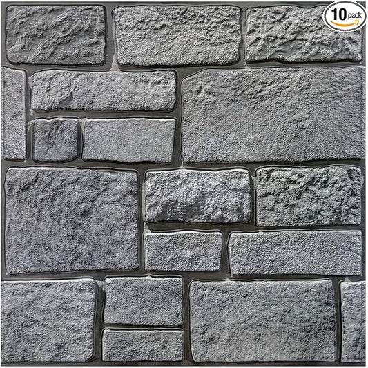 Commomy 3D Faux Stone Peel and Stick Wall Tiles by CommomyDecor