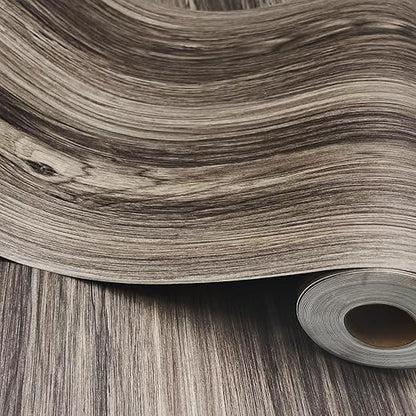 Wood Grain Peel and Stick Floor Tiles – 11.8” Width, Full Roll Length of 394" – by auxua