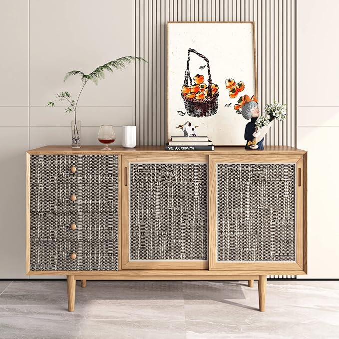 FunStick 24"x200" Thick Brown Grasscloth Peel and Stick Wallpaper Textured - Image 2