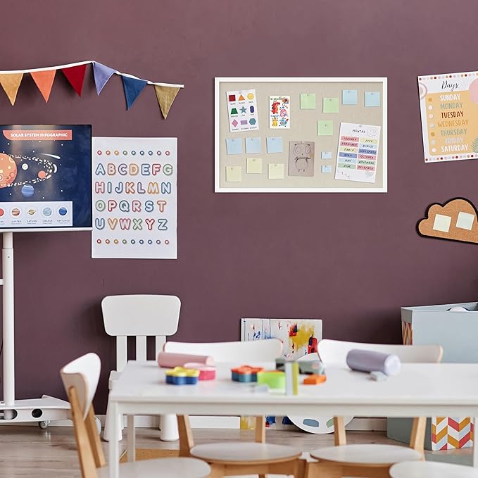 DAHAPYBOO Cork Board with Linen White 2Pack, Bulletin Board 30"x20" Hanging - Image 6