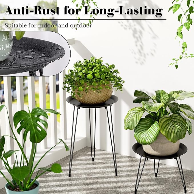 SUEH DESIGN Plant Stand Indoor, Metal Plant Stand Round Plant Table Heavy Duty Plant Stool Flower Pot for Indoor Outdoor Home Decor, 1 Pack Short