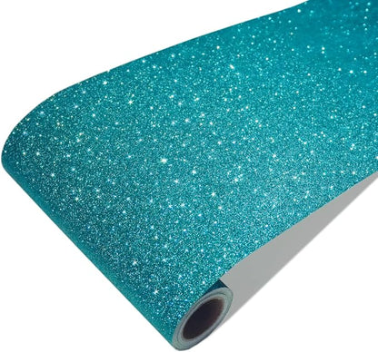 CRE8TIVE 8"x354" Teal Blue Glitter Wallpaper Stick and Peel Wall Border Fabric by CRE8TIVE