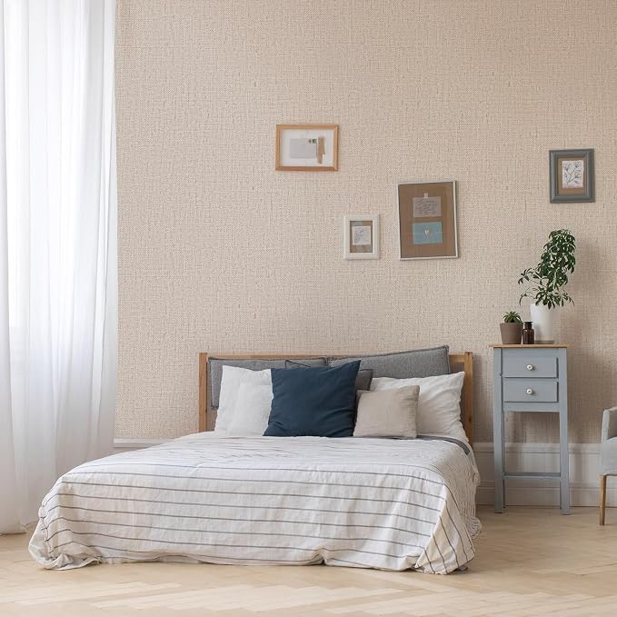 Beige Grasscloth Wallpaper Peel and Stick Textured Self Adhesive Stick on Linen - Image 5