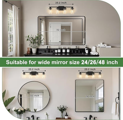 DORESshop Bathroom Light Fixtures, 4-Light Black Bathroom Lighting Fixtures - Image 2