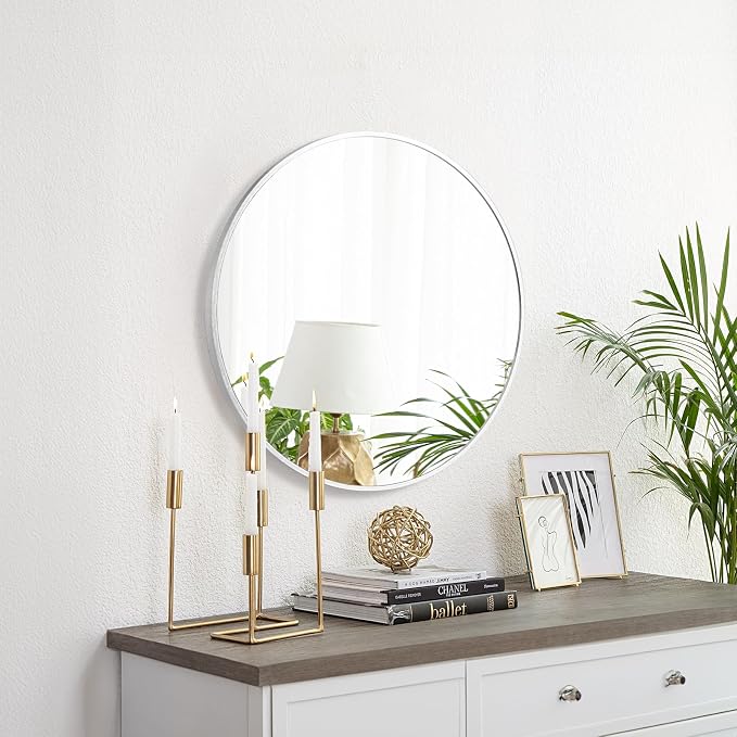 Fabuday Silver Round Mirror for Wall 24 inch - Image 3