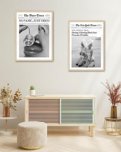 iHery Unframed Trendy Disco NewsPaper Wall Art Prints, 12x16in Canvas Wall Art - Image 7