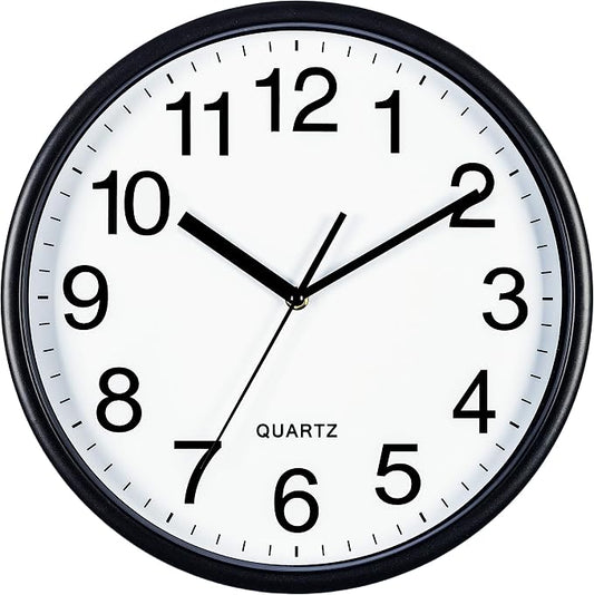 Bernhard Products Black Wall Clock, Large 13-Inch Silent Non Ticking Quartz by BernhardProducts