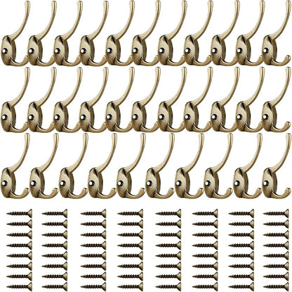 IBosins 32 Pack Antique Brass Coat Hooks Wall Mounted - Image 2