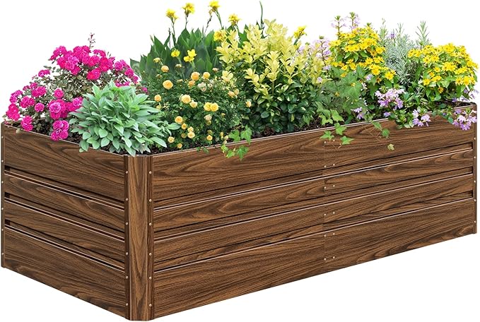 SnugNiture Galvanized Raised Garden Bed 6x3x2FT Outdoor Large Metal Planter Box Steel Kit for Planting Vegetables, Flowers
