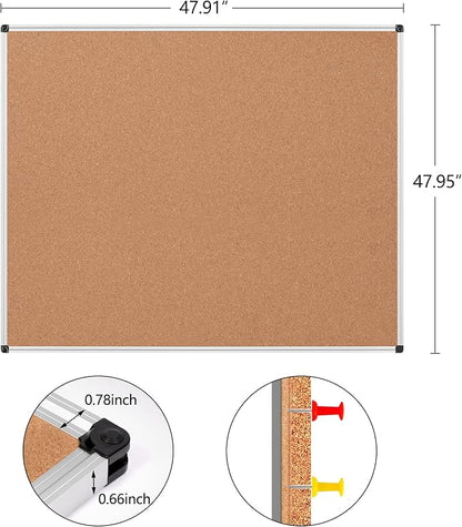 Large Cork Bulletin Board 48" X 48", Wall Mounted Notice Pin Board - Image 6