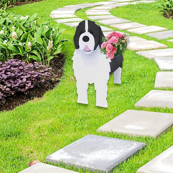 Newfoundland Dog Planter Plant Pots,Cute Garden Dog Flower Planter,Dog Planters Birthday Gifts for Women,Office,Indoor/Outdoor Decor（9.45 * 6.77 * 13.99in）