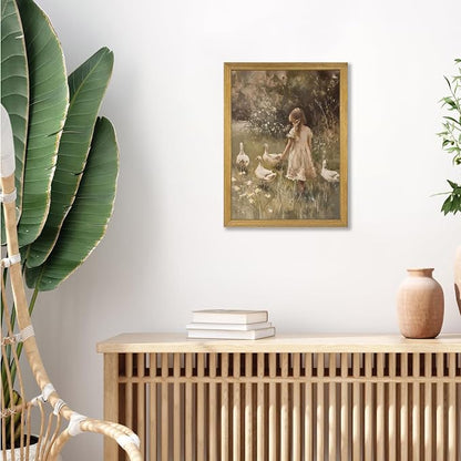 Wood Framed Canvas Wall Art, Vintage Girl - Image 5