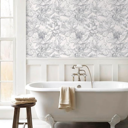 Ismoon Vintage Floral Wallpaper Peel and Stick Beige and Gray Contact Paper - Image 3