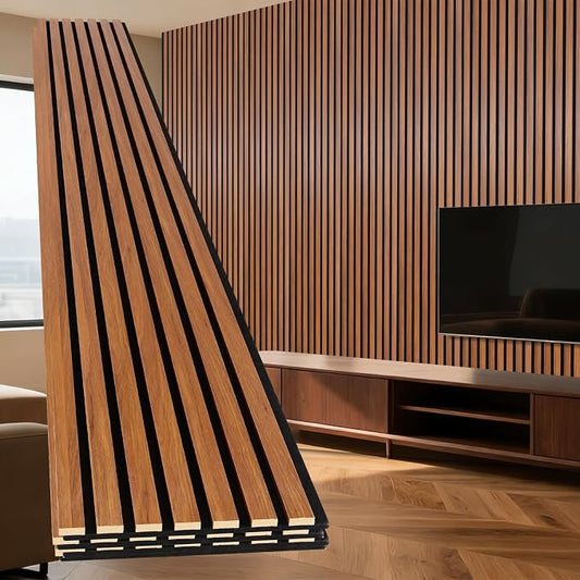Yuzzy 4 Pack Wood Panels for Wall, 94.5" x 11" Acoustic Wood Slat Wall Panel by Yuzzy
