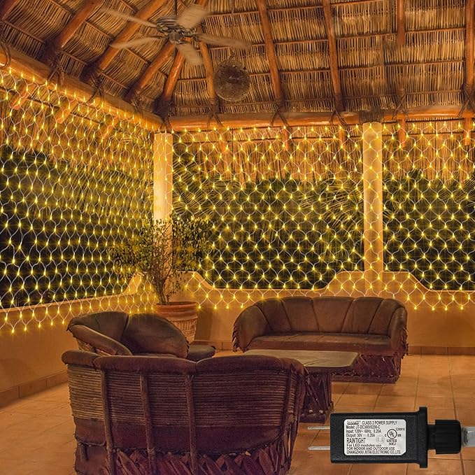 20Ft x 13Ft Net Lights Outdoor Mesh Lights Plug in, 720 LED Net Lights IP68 Fully Waterproof for Party Garden Backyard Wall Bush Christmas Decor (Warm White)