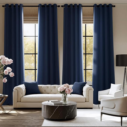 NICETOWN Room Darkening Draperies Curtains Panels, 2 Panels Navy Blue W52 x L108 - Image 2