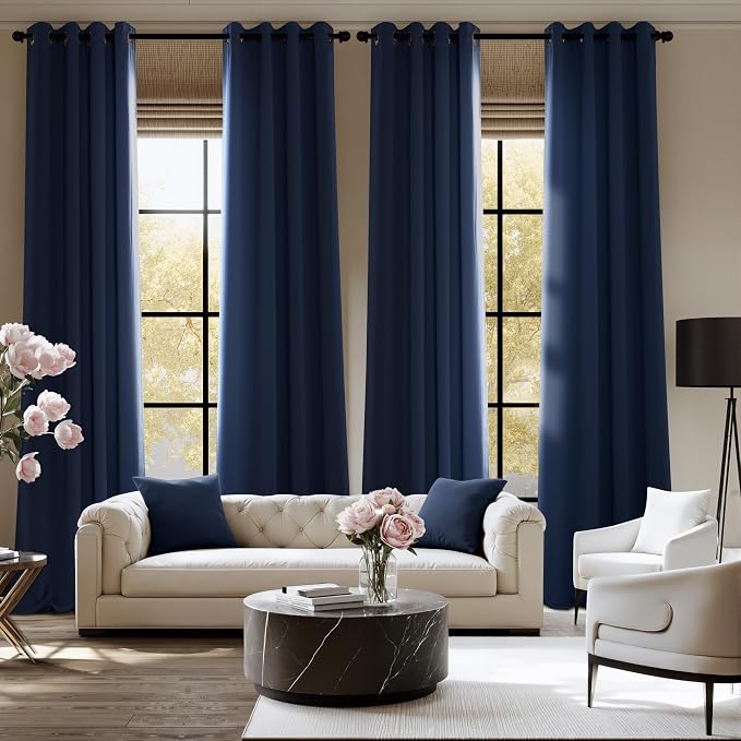 NICETOWN Room Darkening Draperies Curtains Panels, 2 Panels Navy Blue W52 x L96 - Image 3