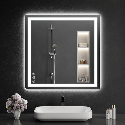 30"x30" LED Bathroom Mirror by WISSMILESHOME