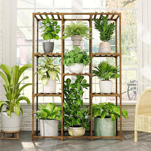 Plant Stand Indoor Outdoor Plant Shelf Tall Plant Stands Hanging Plant Holder Plant Decor Wood Plant Table for Plants in Living Room Garden Balcony