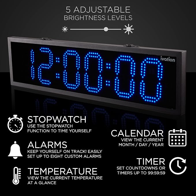 Ivation Oversized 48" Outdoor Waterproof Digital Clock, Auto Time Sync - Image 5