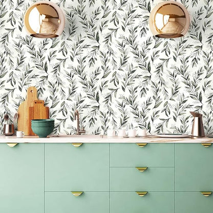 Livebor Olive Leaf Wallpaper Peel and Stick Leaf Contact Paper 17.7inch x - Image 3