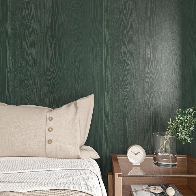 Wood Contact Paper Dark Green Peel and Stick Wallpaper, Thicken No Tear Vinyl - Image 4