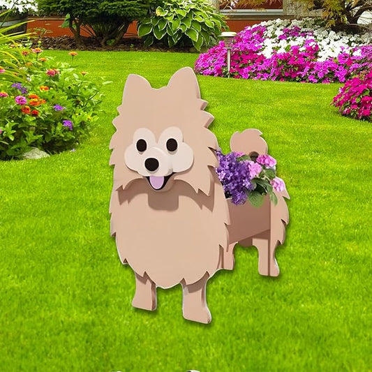 Brown Pomeranian Dog Planter Plant Pots,Cute Garden Dog Flower Planter,Dog Planters Birthday Gifts for Women,Office,Indoor/Outdoor Decor（9.45 * 6.65 * 12.13in）