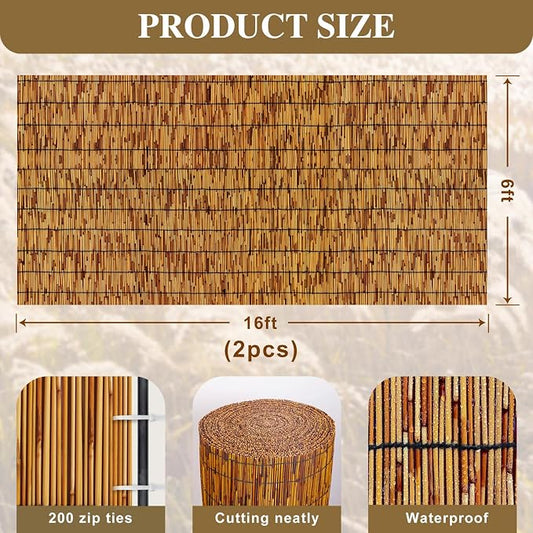 Reed Fencing Rolls, Patio Privacy Screen, Decorative Bamboo Fence Rolls - Image 2