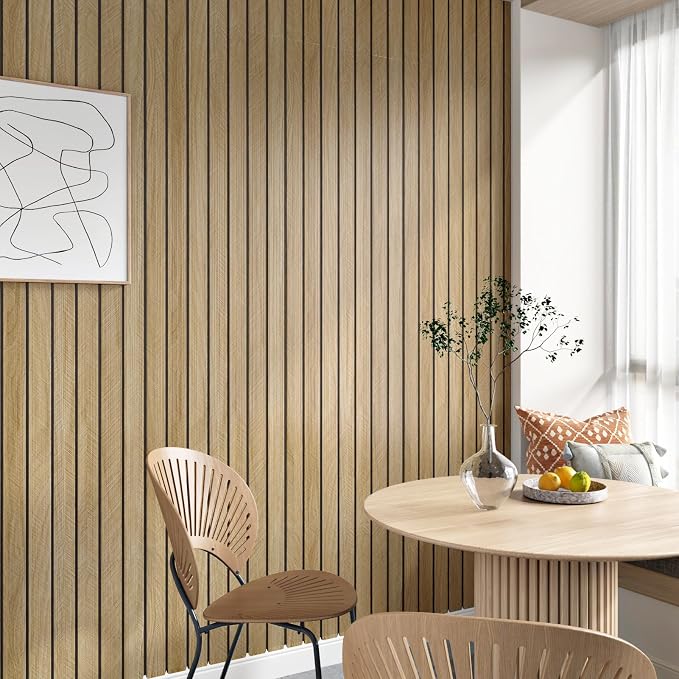 Brown 3D Wood Slat Panels for Walls Acoustic Slat Wall Paneling Peel and Stick - Image 7