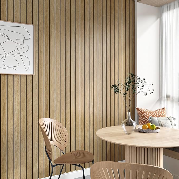 Brown 3D Wood Slat Panels for Walls Acoustic Slat Wall Paneling Peel and Stick - Image 7