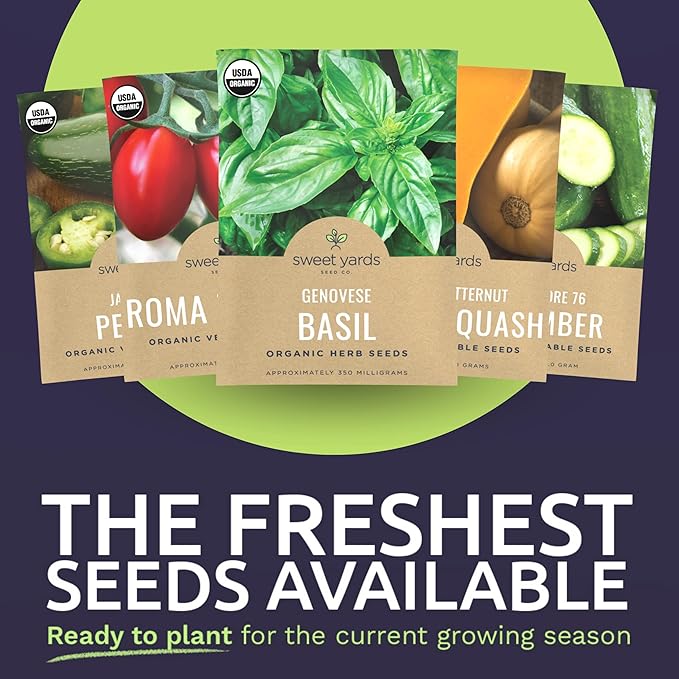 Organic Seeds Gardener Variety Pack - 30 Individual Packs - 2025 Season - Arugula, Basil, Winter Squash, Nantes Carrots and More! for Indoor & Outdoor Planting (Non-GMO, Certified Organic)