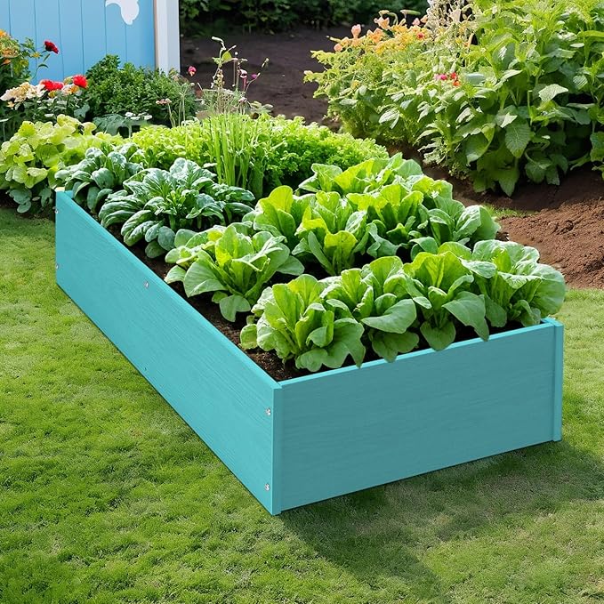 HDPE Raised Garden Bed 47.24 * 24.4 * 9.65 in,Vegetable Planter Bed Outdoor,Elevated Horticulture Planter Bed,Waterproof,Rot-Resistant and Non-Cracking Above Ground Garden Bed(Aruba Blue)