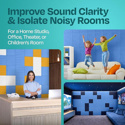 Acoustic Panels 12-Pack Soundproof Wall Panels 12"x12"x0.4" Decorative Sound - Image 7