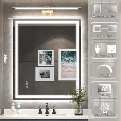 Ratsamee 30x36 Inch Led Mirror for Bathroom - Image 3