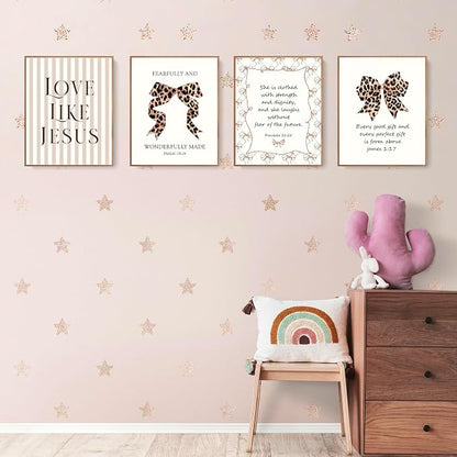 LARTSFRO Coquette Leopard Bow Jesus Wall Art Decor Posters, Y2K Cheetah Leopard - Image 3