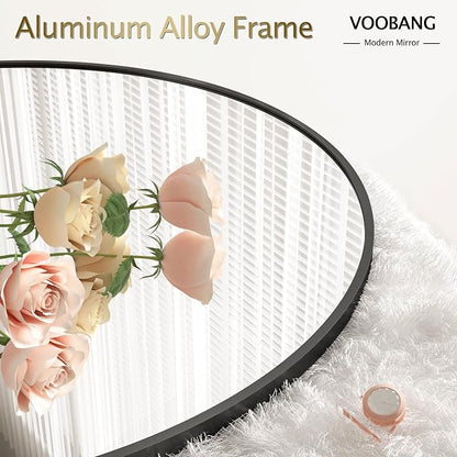 VooBang Round Mirror 23.6" Black Wall Mounted Circle Mirrors Vanity Mirror - Image 3