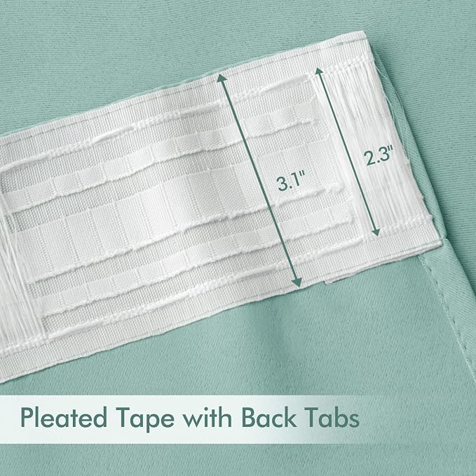 MIULEE Aqua Back Tab Blackout Curtains 120 Inch Long 2 Panels Set - Image 4
