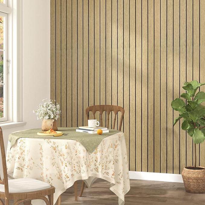 Brown 3D Wood Wall Panels Peel and Stick Fluted Wall Slat Panels 23.6"x197" - Image 2
